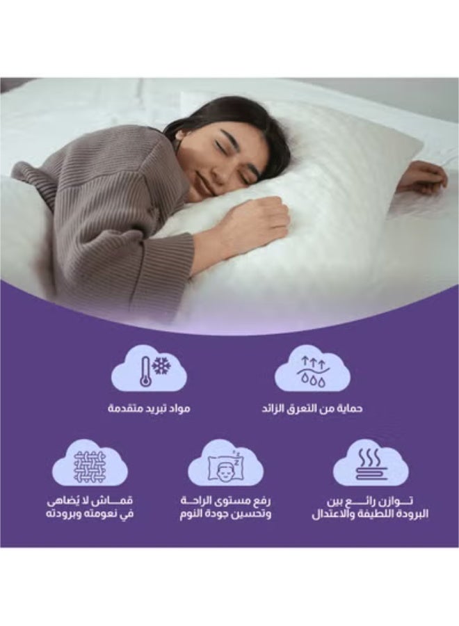 Ghaim 2 Soft Pillow Covers for Comfortable Sleep - Breathable Ultra Cooling Cotton Bed Pillow Case - Removable Washable Cover with Airflow Pores - Luxury Home Pillow Cover for Better Sleep (50x30x8cm) Bundle - Image 2